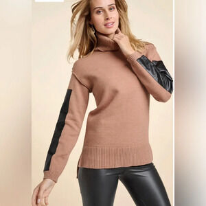 Two-Tone Turtleneck Sweater